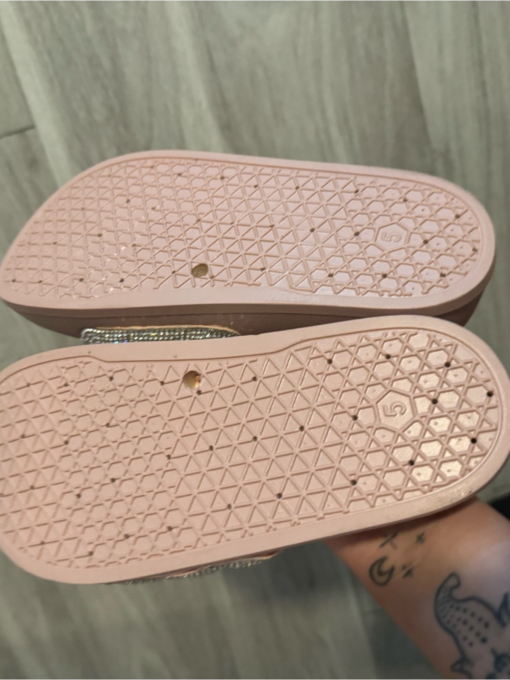 Top Moda Pink Rhinestone Slide Sandals - Picture 9 of 11